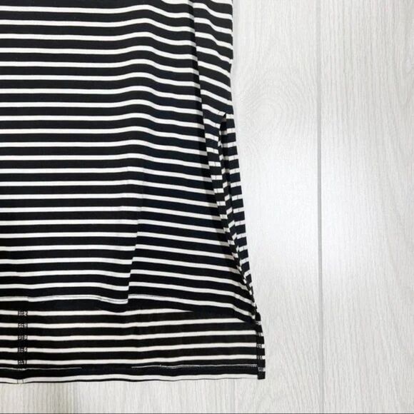 Athleta | Black and White Striped Side Split Knit Tank Top Size Medium - Picture 4 of 7